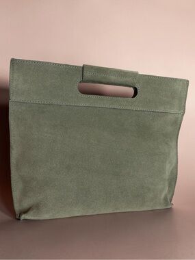 Suede Tote Bag in Olive Green